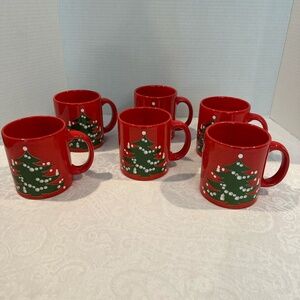 6 Vintage Waechtersbach Christmas Tree Mugs from the 1980's
